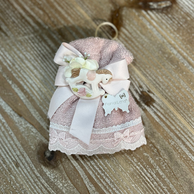 FIORI DI LENA Lavetta con Cavallo a Dondolo in Porcellana