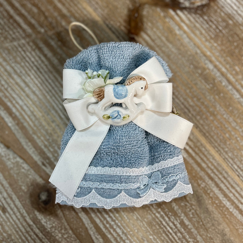 FIORI DI LENA Lavetta con Cavallo a Dondolo in Porcellana