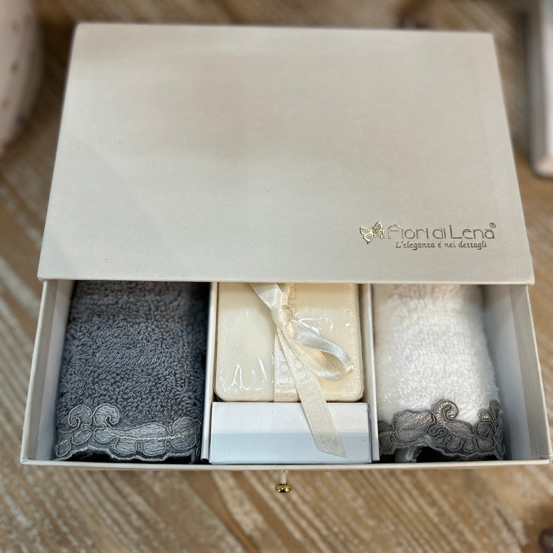 FIORI DI LENA Scatola Grande con Lavette e Saponetta