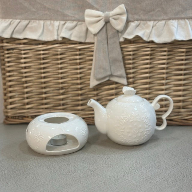 BLANC MARICLÒ Teiera In Ceramica con Base Scalda té