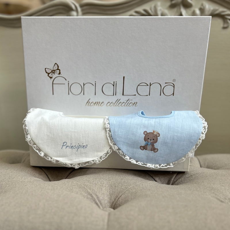 FIORI DI LENA Set da due Bavette in Lino e Pizzo