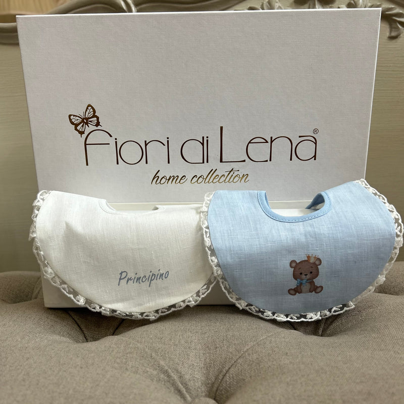 FIORI DI LENA Set da due Bavette in Lino e Pizzo