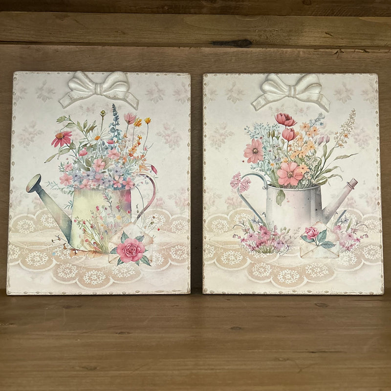 CESARIA ARTE Set da 2 Quadri in Legno da Cucina con Fiocco