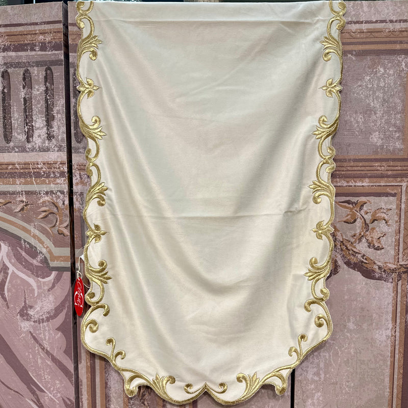 CLODETTE Runner in Vellutto con Ricami Dorati " CLODETTE " Avorio