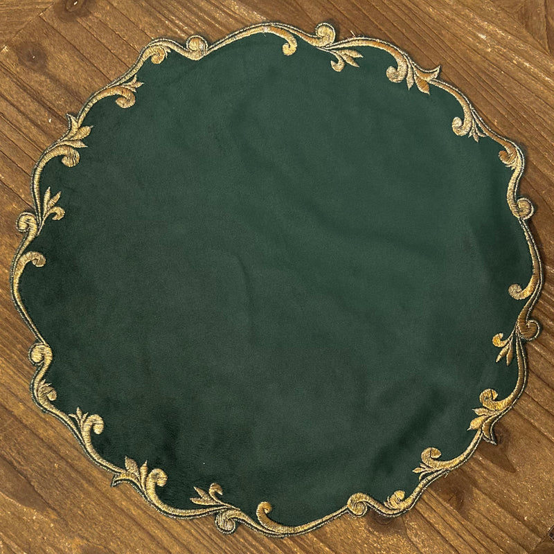 CLODETTE Centrino/Tovaglietta  in Velluto " CLODETTE " Verde