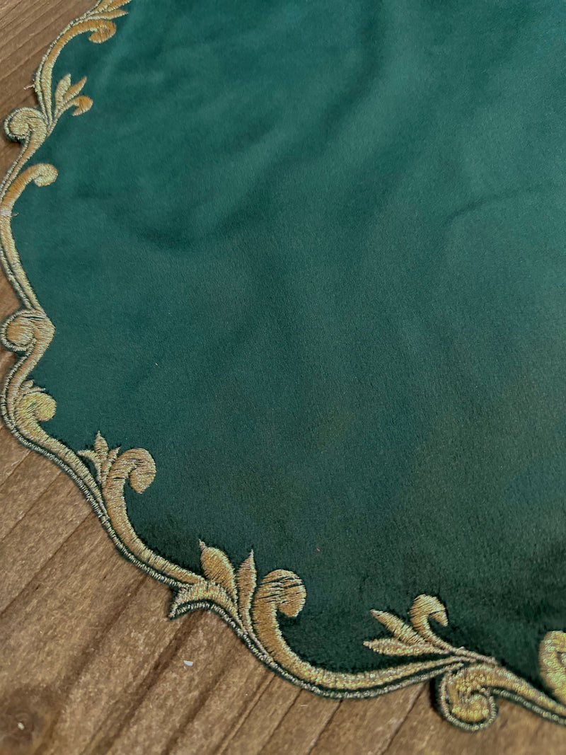 CLODETTE Centrino/Tovaglietta  in Velluto " CLODETTE " Verde