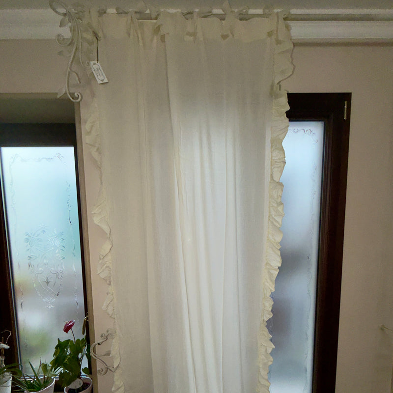 CHEZ MOI Tenda "ROMANTIQUE VOLANT" in Cotone Biscotto