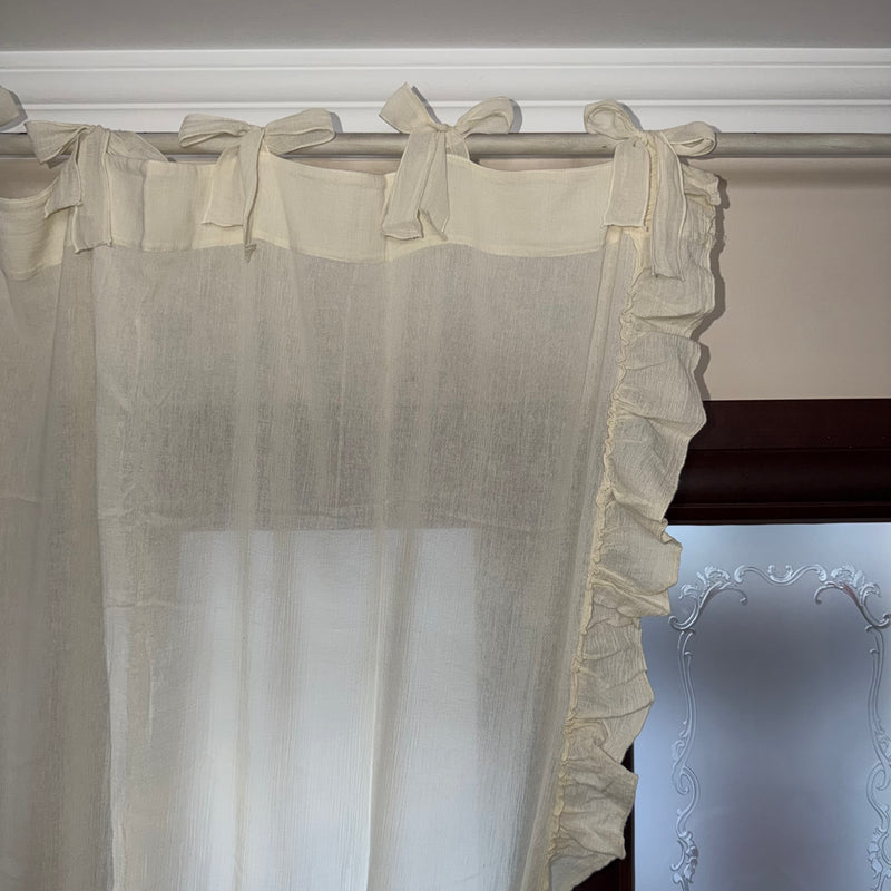 CHEZ MOI Tenda "ROMANTIQUE VOLANT" in Cotone Biscotto