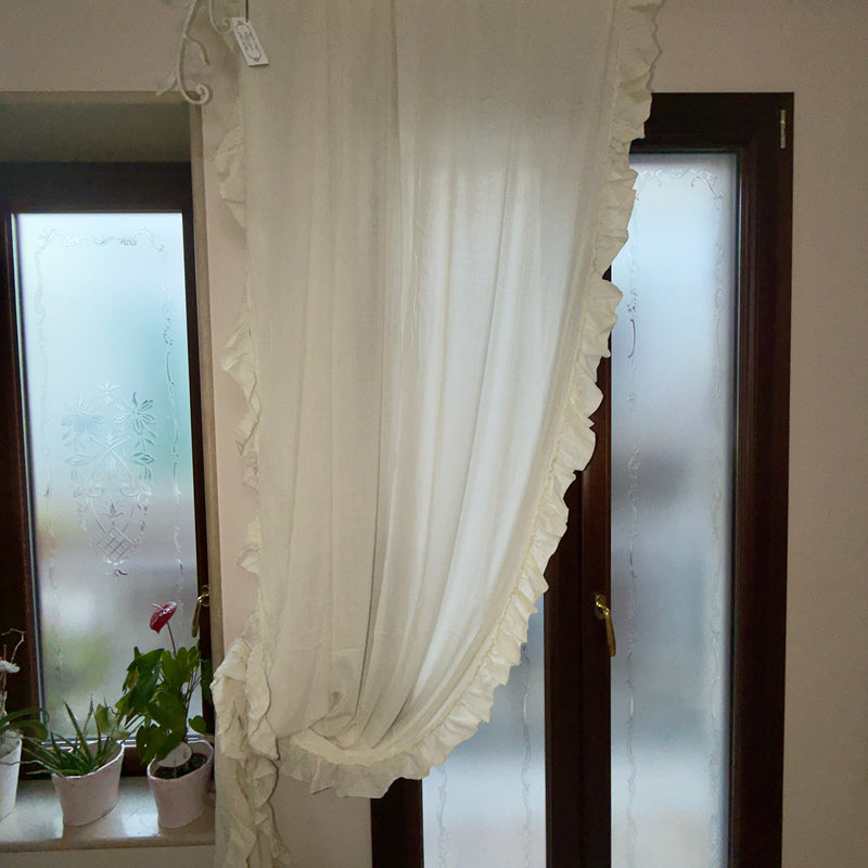 CHEZ MOI Tenda "ROMANTIQUE VOLANT" in Cotone Biscotto