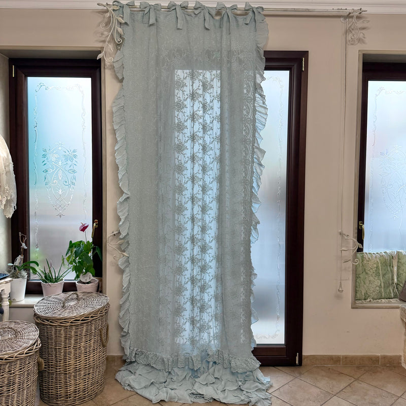 CHEZ MOI Tenda "ETOILE CORINZIO" in Cotone con Ricami Carta da Zucchero