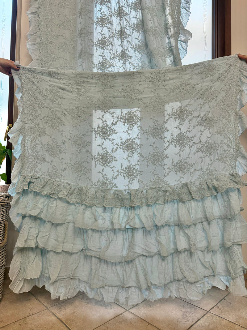 CHEZ MOI Tenda "ETOILE CORINZIO" in Cotone con Ricami Carta da Zucchero