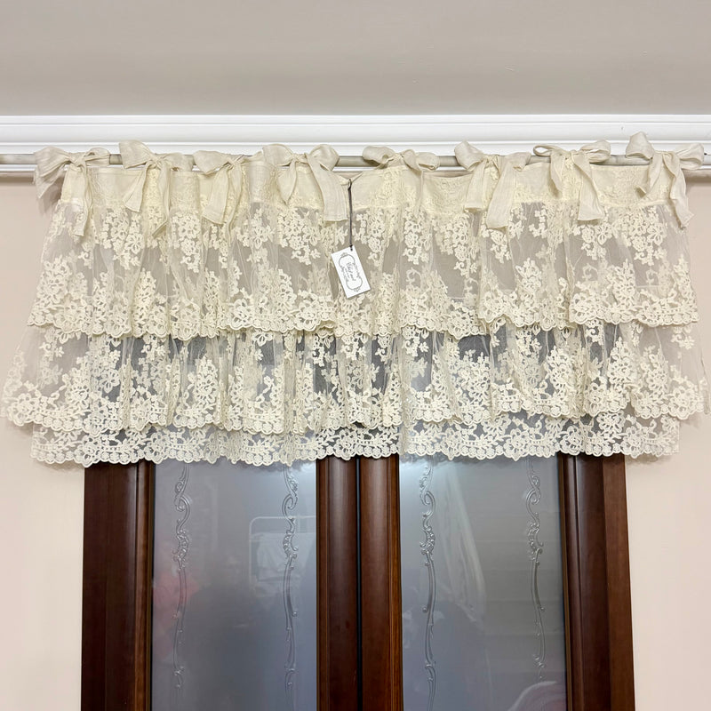 CHEZ MOI Mantovana in Cotone e Pizzo "MADEMOISELLE FLORA" Biscotto