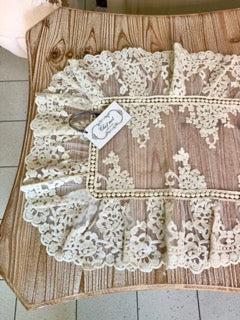 CHEZ MOI Centrino in Pizzo "VOLANT FLORA" Biscotto