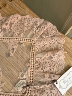 CHEZ MOI Centrino in Pizzo "VOLANT FLORA" Polvere di Cipria