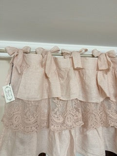 CHEZ MOI Mantovana in Lino e Pizzo "BALZA CORINZIO" Polvere di Cipria