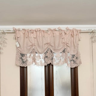 CHEZ MOI Mantovana in Lino e Pizzo "COULISSE FLORA" Polvere di Cipria