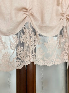 CHEZ MOI Mantovana in Lino e Pizzo "COULISSE FLORA" Polvere di Cipria