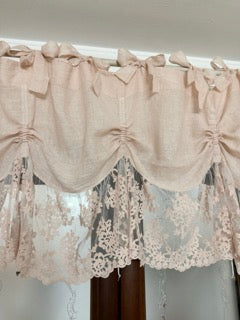 CHEZ MOI Mantovana in Lino e Pizzo "COULISSE FLORA" Polvere di Cipria