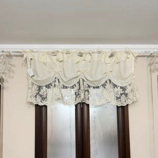 CHEZ MOI Mantovana in Lino e Pizzo "COULISSE FLORA" Biscotto