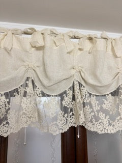 CHEZ MOI Mantovana in Lino e Pizzo "COULISSE FLORA" Biscotto