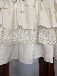 CHEZ MOI Mantovana in Lino e Pizzo "BALZA CORINZIO" Biscotto