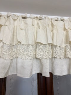 CHEZ MOI Mantovana in Lino e Pizzo "BALZA CORINZIO" Biscotto