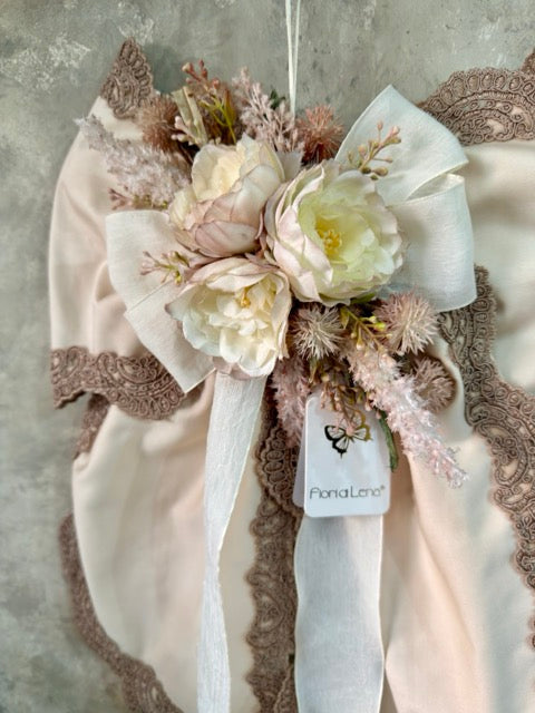 FIORI DI LENA Fiocco in Seta con Pizzo Trina e Fiori