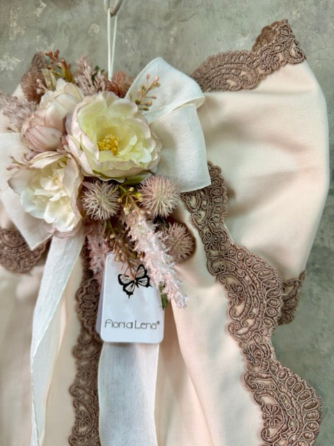 FIORI DI LENA Fiocco in Seta con Pizzo Trina e Fiori