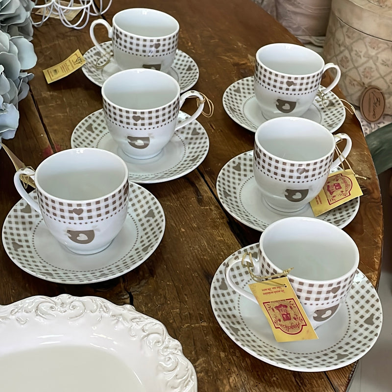 ANGELICA HOME & COUNTRY Servizio 6 Tazze da The con Gallina e Quadretti