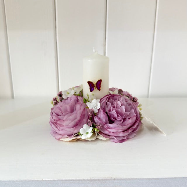 FIORI DI LENA Portacandela Centrotavola con Peonie Rose e Ortensie