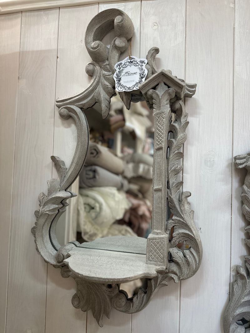 BLANC MARICLÒ Set 2 Specchi con Mensola in Legno "MARCELLA"