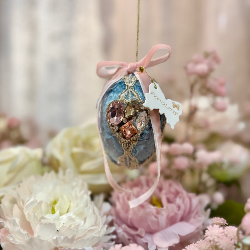 FIORI DI LENA Uovo in Velluto con Gioiello Cuore