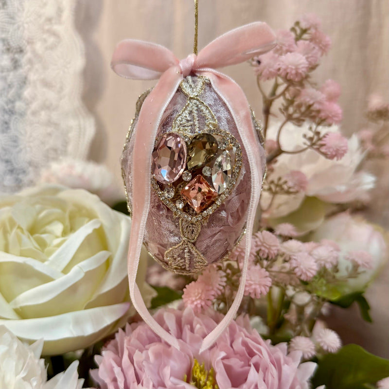 FIORI DI LENA Uovo in Velluto con Gioiello Cuore