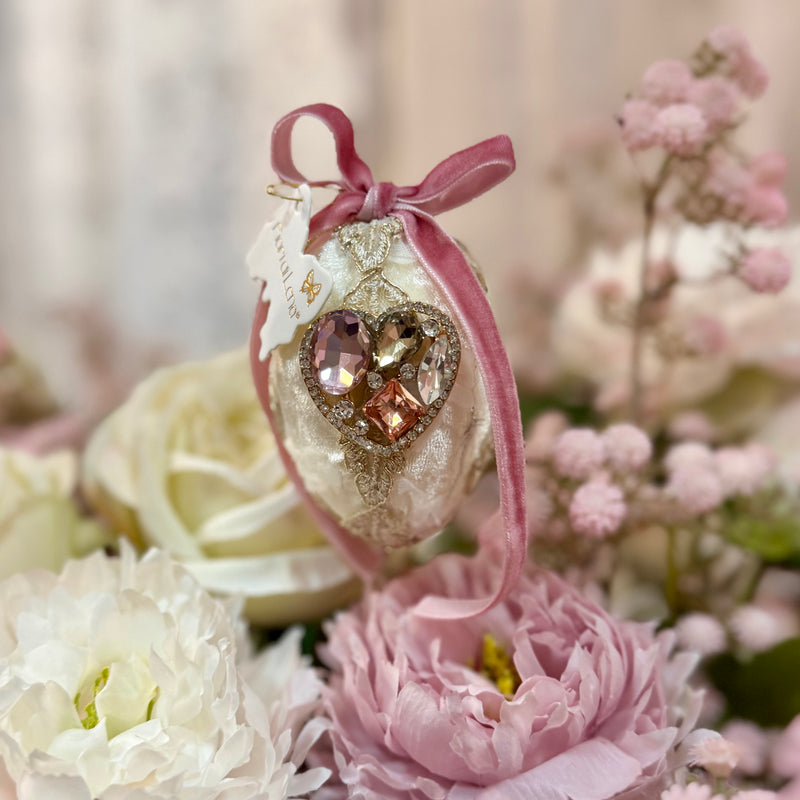 FIORI DI LENA Uovo in Velluto con Gioiello Cuore