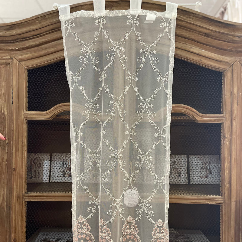 BLANC MARICLÒ Coppia Tende Finestra con Ricamo Rosa in Pizzo