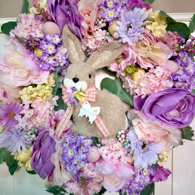 FIORI DI LENA Coniglietto con Fiocco e Decorazione Floreale