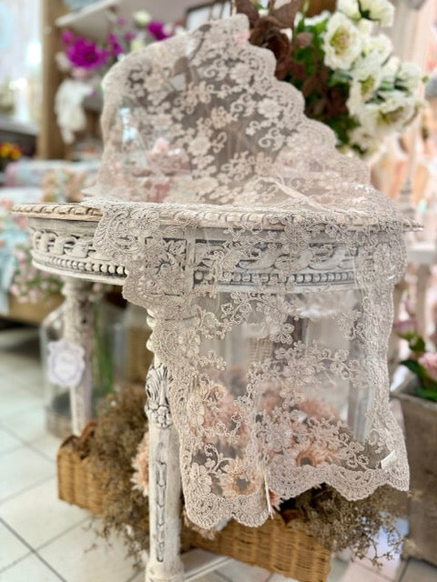 FIORI DI LENA Runner Fango in Pizzo 140x40 cm