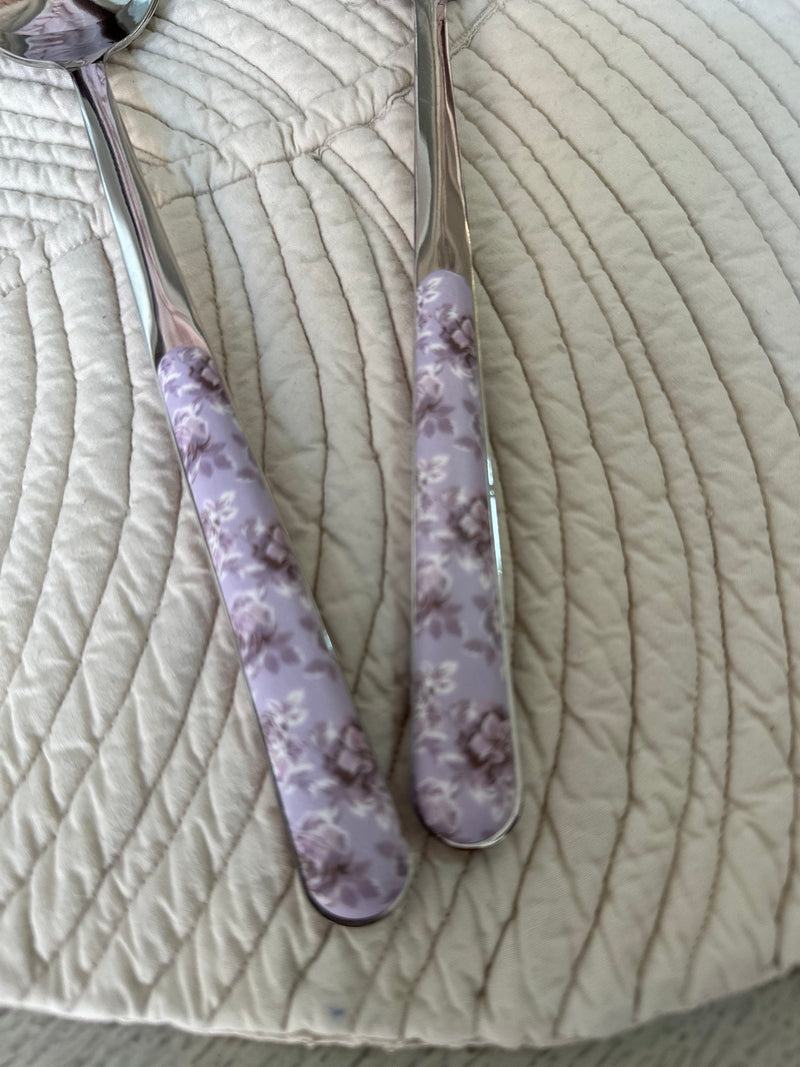 NEVA Posateria Set Posate per Insalata con Fiori Glicine