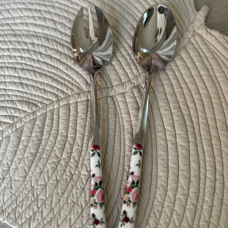 NEVA POSATERIA Set Posate per Insalata con Fiori