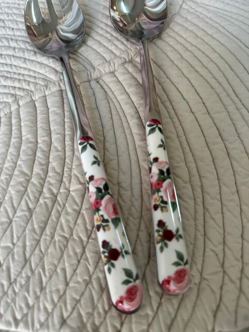 NEVA POSATERIA Set Posate per Insalata con Fiori