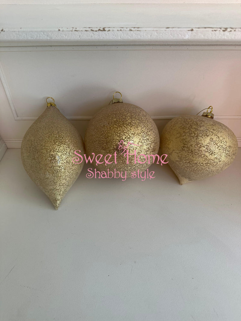 FIORI DI LENA Pallina Natalizia Grande in Vetro Effetto Brina