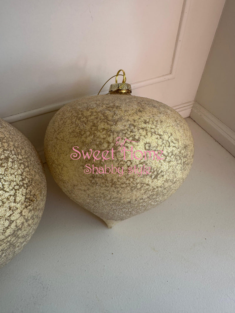 FIORI DI LENA Pallina Natalizia Grande in Vetro Effetto Brina