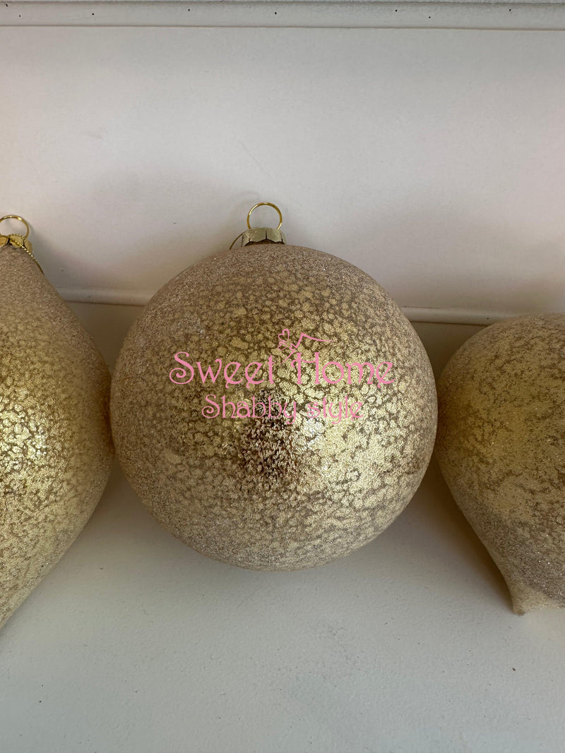 FIORI DI LENA Pallina Natalizia Grande in Vetro Effetto Brina