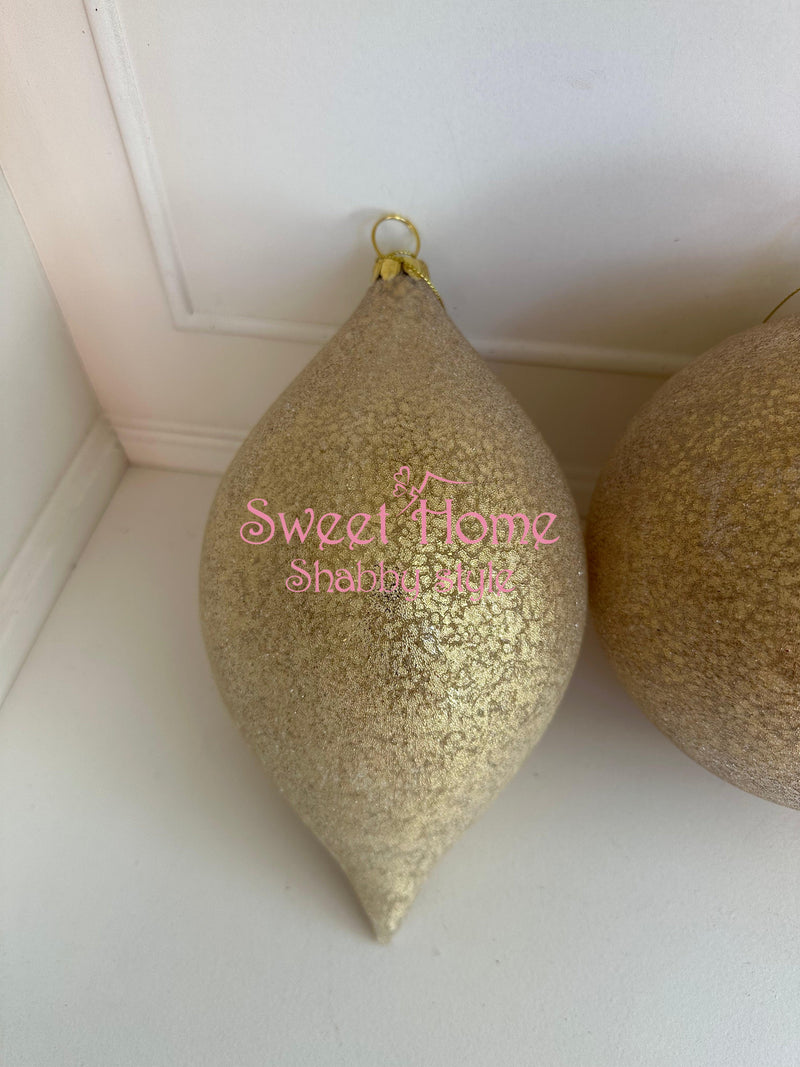 FIORI DI LENA Pallina Natalizia Grande in Vetro Effetto Brina