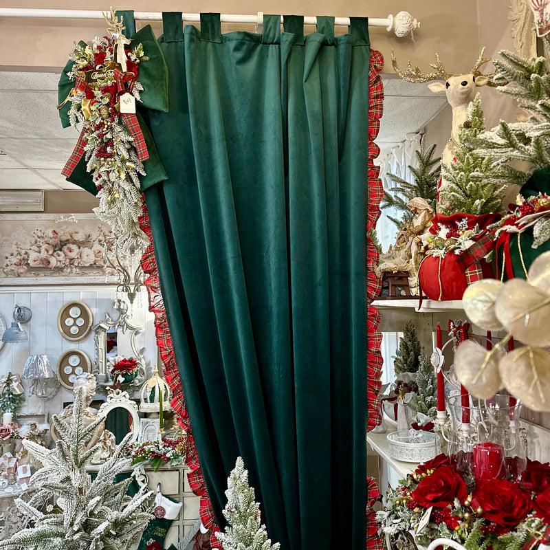 CLODETTE Tenda in Velluto con Rouches Tartan " BonBon "