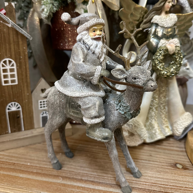 CLAYRE & EEF Renna Glitterata con Babbo Natale