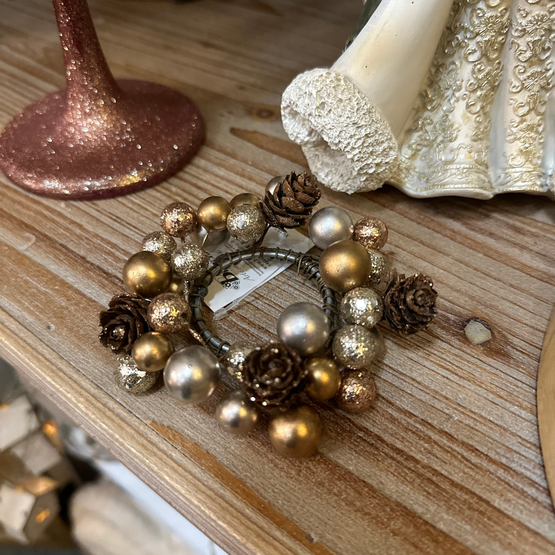 BIANCHI DINO Giro Candela con Perle Colorate e Pigne