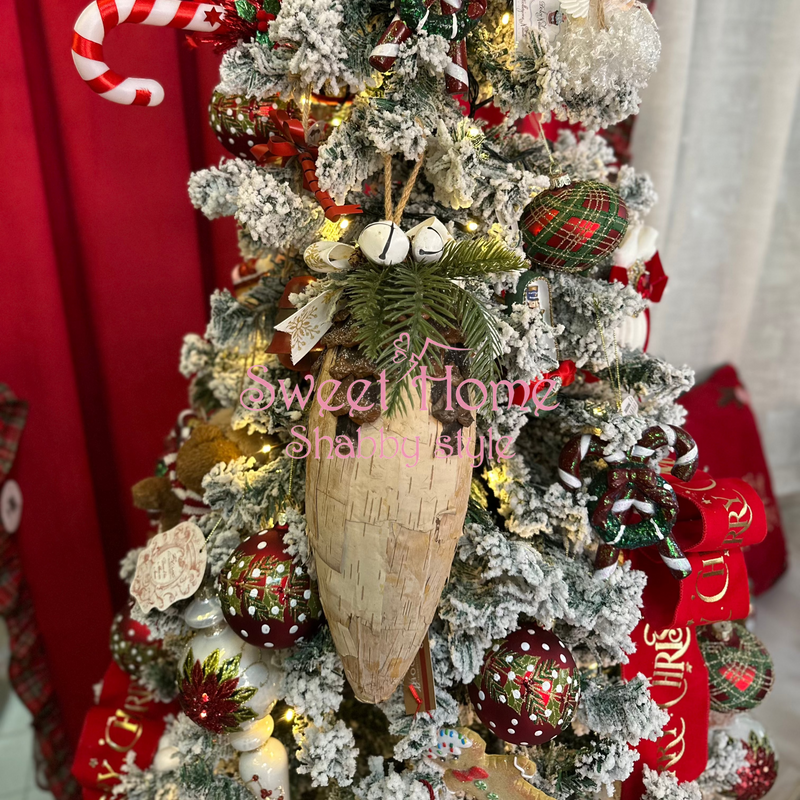 FIORI DI LENA Pigna Grande in Corteccia con Campanelli e Fiocco Bianco