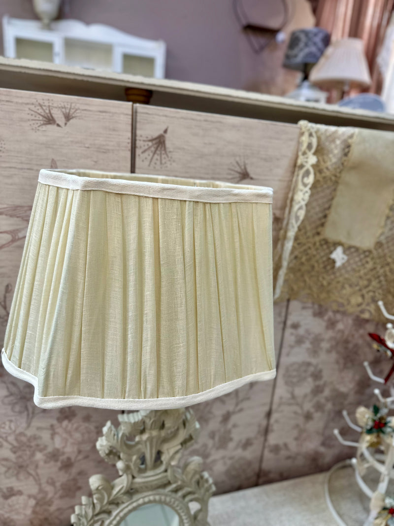 BLANC MARICLÒ Lampada in Legno con Specchio e Paralume in Lino