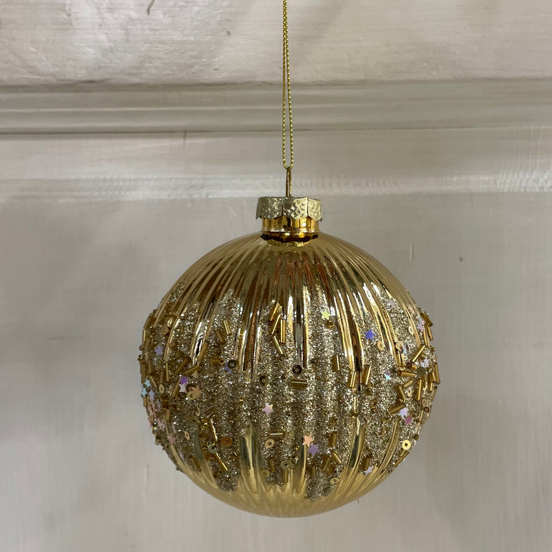 FIORI DI LENA Pallina Natalizia in Vetro con Stelline e Corallini